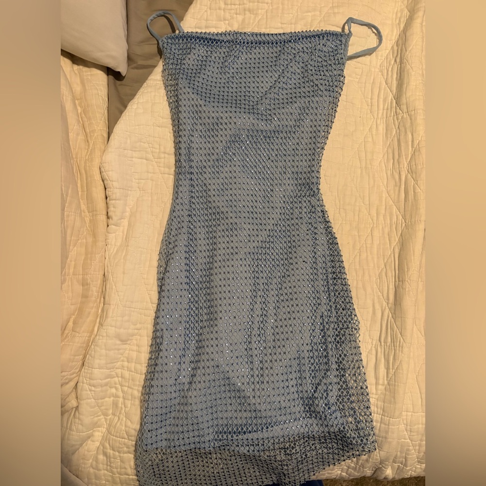 Windsor Blue Bodycon Mini Dress Sweetheart Neckline